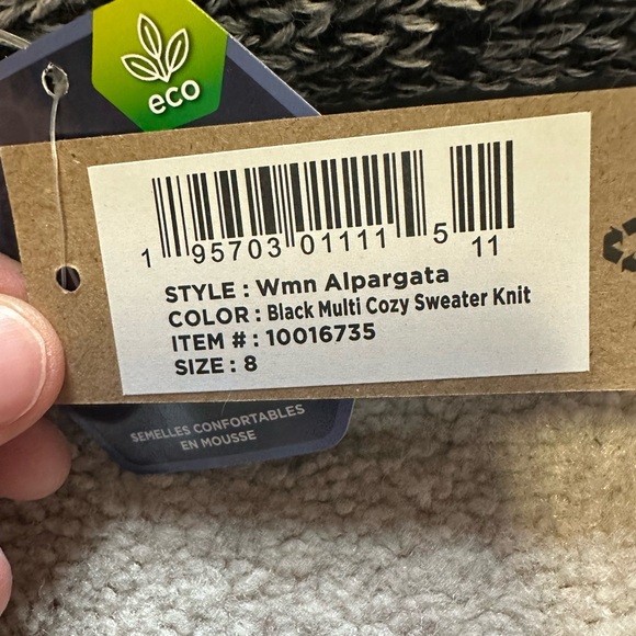 NWT TOMS ALPARGATA black multi cozy sweater knit flats - Picture 5 of 5